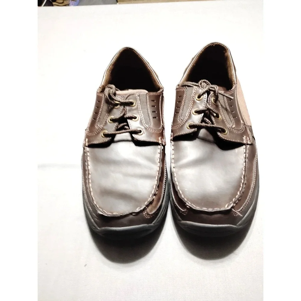 Skechers Relaxed Fit Shoes Mens Size 13 Brown Leather‎ Casual Boat Memory Foam